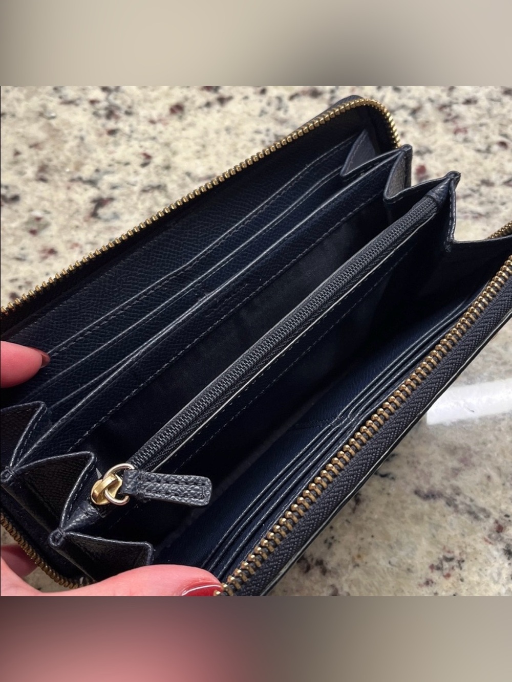 COACH Navy Blue Pebble Leather Gold Stud Dreamer and Wallet Set - Picture 8 of 16